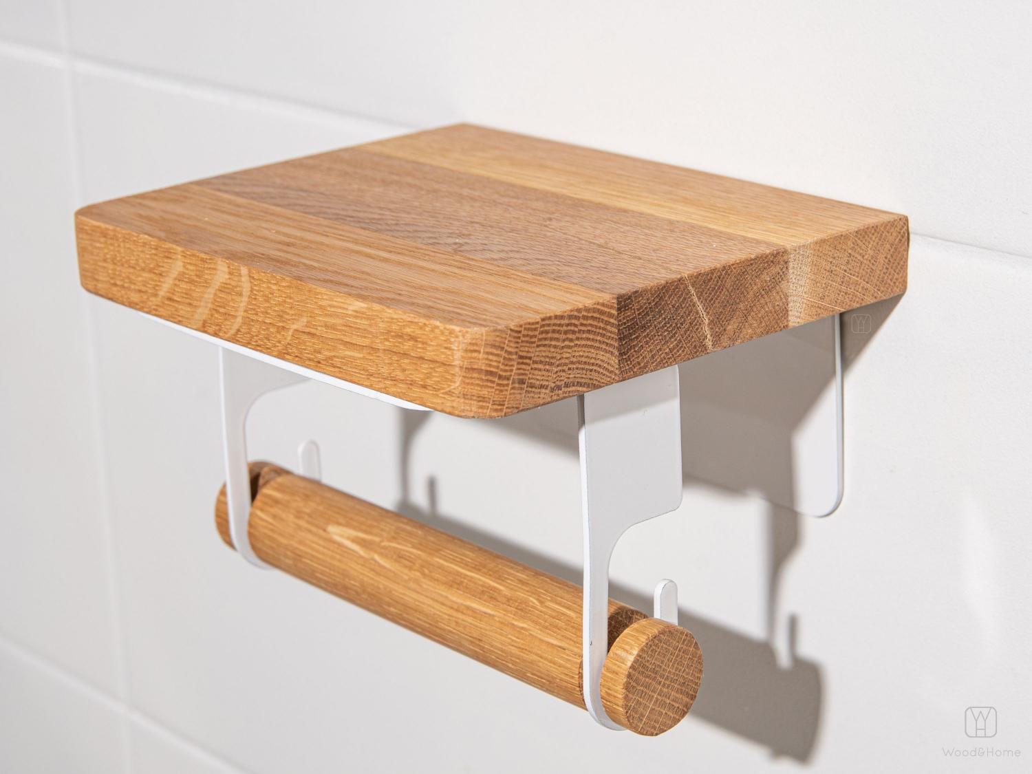 Modern solid oak toilet paper holder_2