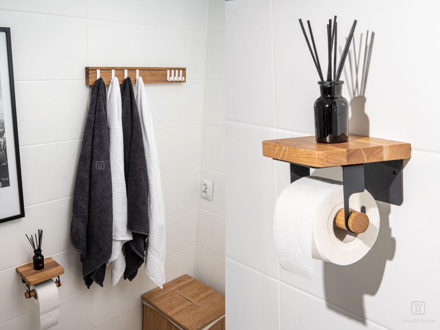 Modern solid oak toilet paper holder_4