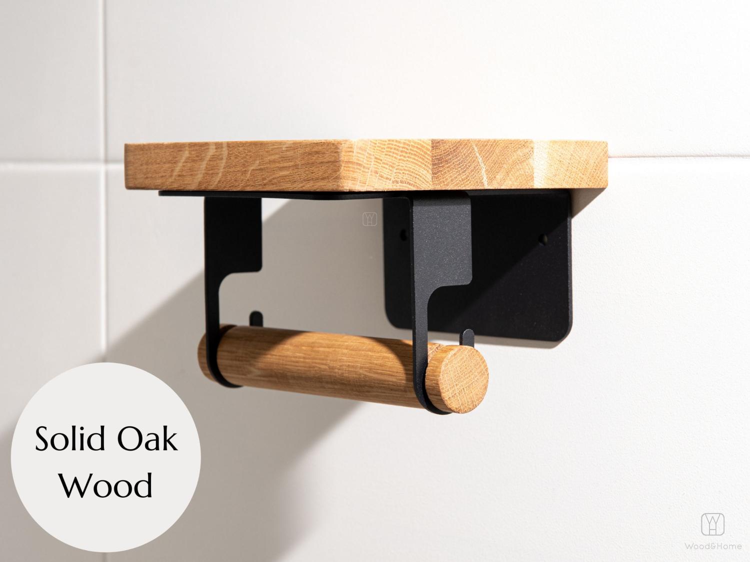 Modern solid oak toilet paper holder_7